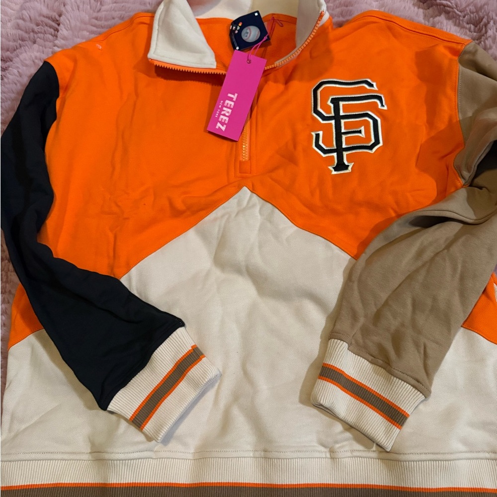 Terez  San Francisco Giants Orange and Tan Sweatshirt with Color Blocking